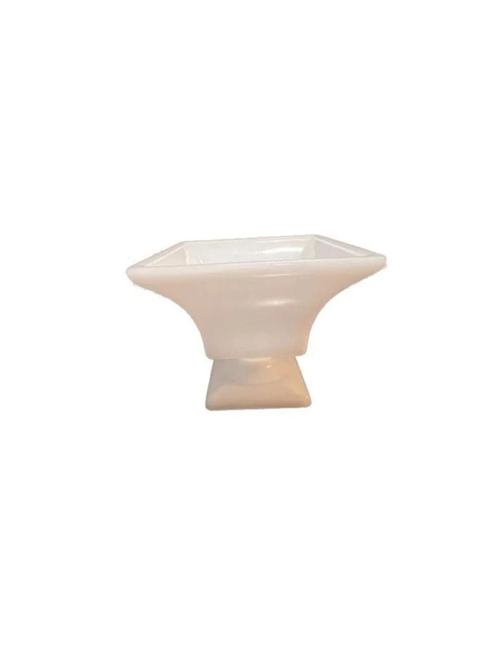 Vintage E.O. Brody Co. Milk Glass Square Pedestal Compote Bowl